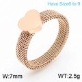 Rose gold mesh band heart ring with polished finish, 7mm width in size 6 to 9 - US 6 / Rose Gold Solid Heart (KR108156-K)