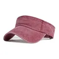 Unisex washed cotton sun visor hat in vintage pink with reinforced stitching - Burgundy