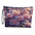 Kosmetiktasche mit rosa Rosenmuster, Reißverschluss und praktischer Handschlaufe - Zartrosa Rose Stil 3