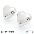 Polished silver heart stud earrings in 18K gold stainless steel 19x18mm size - Steel Color Small (19*18mm)