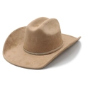 Chapeau de cowboy classique en daim camel orné d'une chaîne brillante en strass - Chameau