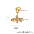 Goldener Edelstahl-Bienenanhänger mit weißen Zirkonia-Steinen und Karabiner - Goldener Bienen-Zirkonia-Anhänger