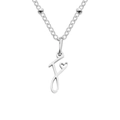 Silver stainless steel necklace featuring an initial F pendant with a small heart detail - Letter F / Silver