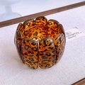 Irregular leopard print resin cuff bracelet in amber tones with minimalist design - Amber Leopard Petal Style (63# Bangle - Deep Coffee)