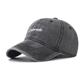 Casquette de baseball en coton gris foncé délavé avec broderie Colorado sur fond blanc - Noir (Broderie Colorado)