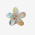 Flower hair claw with colorful marble acetate texture in pastel macaron shades - Rainbow
