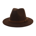 Classic dark brown felt fedora hat featuring a stylish leather band and side tassel detail - M (56-58cm) / Coffee