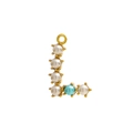 Golden letter L pendant with white and blue pearls for personalized DIY jewelry - Pearl Letter L - Blue