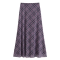Plaid mesh midi skirt with purple and pink checkered pattern on a white background - S / Purple Plaid Skirt