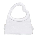 Sac à main blanc chic avec motif crocodile et poignée unique en forme de cœur - Blanc