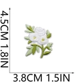 Detailed view of white floral embroidered patch with dimensions 4.5cm by 3.8cm - No.7 (White Flower Cluster)