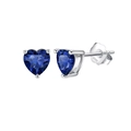 Elegant S925 sterling silver heart-shaped blue zircon stud earrings for women - Blue Silver