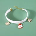 White velvet pet collar with golden Christmas Santa Claus and snowflake pendants - XS (20-27cm) / 2023 White Velvet Christmas