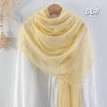 Sciarpa stropicciata in cotone e lino giallo pallido con frange stile 86# - Giallo Chiaro (86)