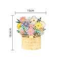 3D pop-up floral greeting card with 'Best Wishes' text, 15x18.6cm size dimensions - Flower Bloom - Yellow / 15x18.6cm