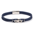 Men's blue double-strand rope bracelet with stainless steel magnetic buckle and chain link - Navy Blue Paracord Square Magnet Buckle