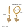 18K gold stainless steel snake earrings with sparkling cubic zirconia on white background - Snake Style (TE6347) / Gold