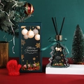 Christmas tree shaped reed diffuser set in dark green festive gift box with golden details - Green Box-Green Bottle / Freesia