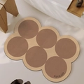 Irregular beige and brown woven anti-slip bath mat featuring GO BATH design text - Diatom Mud - Star Circle - Warm Coffee