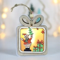 Ornamento natalizio luminoso in legno a forma di scatola regalo con luce LED calda - Scatola regalo