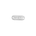 Polished silver stainless steel oval tag charm with LUCKY cutout for DIY jewelry - LUCKY Tag / Silver