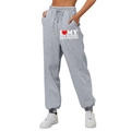 Light gray high-waisted joggers with I Love My Hot Blonde Boyfriend heart print - S / Bottoms / Light Gray (HOT BLONDE BOYFRIEND)