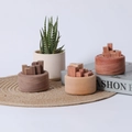Three sets of stackable wooden essential oil diffusers in walnut, beech, and mahogany finishes - Beech Wood