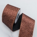 Bronze glitter ribbon with black fabric backing for Christmas gift DIY decoration - 6.3cm / Coffee