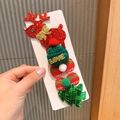 Weihnachts Haarklammern Set mit 5 Teilen Rentier Schneemann und festliche Glitzer Schleifen - Rotes Rentier / 5-teiliges Set