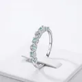 S925 sterling silver band ring featuring mint blue and white cubic zirconia stones - US Size 5 / Silver Row Rhinestone Style