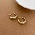 Polished golden chunky hoop earrings with a sleek egg-shaped silhouette for women - A1430 Gold Chunky U-Shape