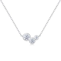 Minimalist 925 sterling silver necklace with three round moissanite stones on a fine chain - Three-Stone Row Style (N13205) + GRA Certificate