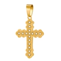 Dettaglio di un ciondolo a croce placcato oro 18k con decorazioni in cristallo lucido - Ciondolo a Croce HD-77 (Senza Catena)