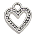 Antique silver heart-shaped alloy pendant with dotted border for DIY jewelry making - Dot Border Heart (11281)