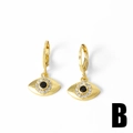 Gouden evil eye oorringen met zwarte steen en fonkelende zirkonia-steentjes - Boze Oog Stijl B (B)