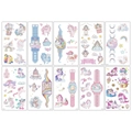 Glitter unicorn temporary tattoo stickers for children featuring assorted colorful cartoon designs - Glitter Unicorn Series A-10 Sheets