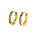 Goldene Edelstahl-Ohrringe mit hellblauen Kristallen in eleganter Kanalfassung - Blau