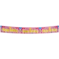 Striscione rosa Happy Birthday con frange e scritte dorate per decorazione festa - Carattere a blocchi inglese Rosa