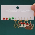 5-pair Christmas earring set with Santa, reindeer and tree charms in festive colors - 51 Tree Moon Reindeer Head (5 Pairs Set)