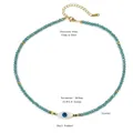 Blue crystal bead necklace with evil eye shell pendant and 316L stainless steel clasp - N2598 (Evil Eye Shell) / 35+5CM / Lake Blue