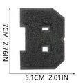 Detailed view of black chenille letter B embroidery patch with dimensions 7cm by 5.1cm - Letter B / Black