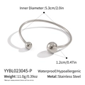 Maattabel voor de zilveren roestvrijstalen open armband met dubbel bolvormig ontwerp - Zilveren Stijl (YYBL023045-P)