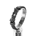 Bracciale punk da uomo con testa di lupo finitura nera e catena in acciaio intrecciato - Nero (KB167468-KFC)