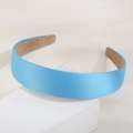 Sweet light blue satin wide headband with high crown design for a minimalist style - Lake Blue