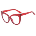 Stylish red glitter cat-eye glasses frame with blue light blocking lenses for women - Red Glitter