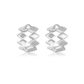 Silver 925 sterling silver geometric zigzag huggie hoop earrings with zircon stones - 925 Silver / Silver Style (MME1143-1)