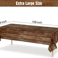 Extra large 108 inch disposable plastic tablecloth with rustic brown wood grain print - Tablecloth 137*274cm / Dark Wood Grain