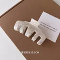 Pince à cheveux en acétate motif marbre blanc, taille 10,5 cm, logo fait main France - Marbre Blanc Crème