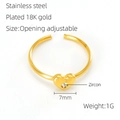 Verstellbarer, 18K vergoldeter Edelstahlring in Herzform mit einem 7mm Zirkonstein - Herzform (ZX724) / Gold Herzstil