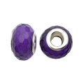 Facettierte lila Kristallperlen mit Silbermetallkern für DIY-Schmuck und Bettelarmbänder - Facettierte Mattierte Großlochperle